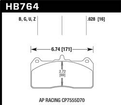 Hawk Performance - DTC-70 Disc Brake Pad - Hawk Performance HB764U.628 - Image 1