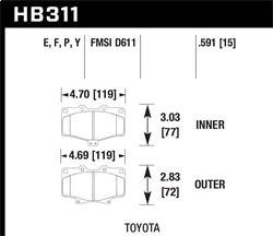 Hawk Performance - HPS Disc Brake Pad - Hawk Performance HB311F.591 - Image 1