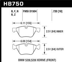 Hawk Performance - Performance Ceramic Disc Brake Pad - Hawk Performance HB750Z.720 - Image 1