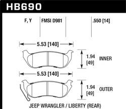 Hawk Performance - LTS Disc Brake Pad - Hawk Performance HB690Y.550 - Image 1