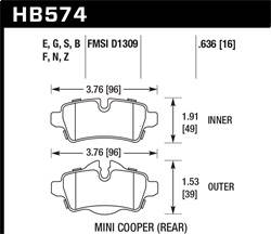 Hawk Performance - HPS Disc Brake Pad - Hawk Performance HB574F.636 - Image 1