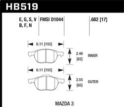 Hawk Performance - Blue 9012 Disc Brake Pad - Hawk Performance HB519E.682 - Image 1