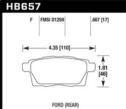 Hawk Performance - HPS Disc Brake Pad - Hawk Performance HB657F.667 - Image 1