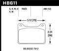 Black Disc Brake Pad - Hawk Performance HB611M.490